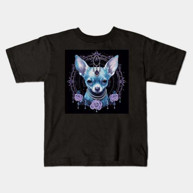 Mystic Blue Chihuahua Kids T-Shirt by Enchanted Reverie